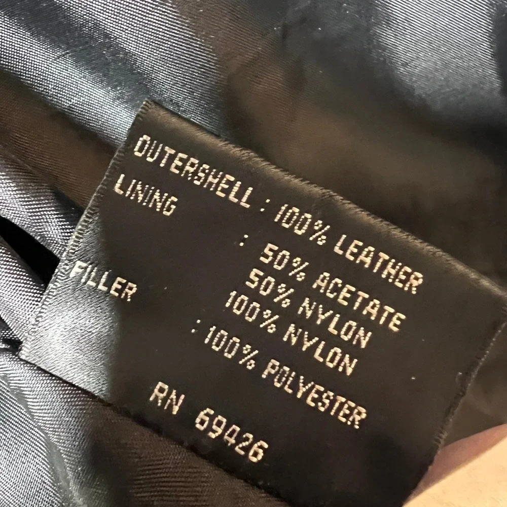 Vintage 90s Wilsons Black Leather Car Coat Belted Utility Jacket Men's XL